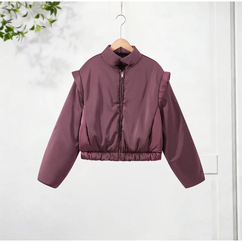 Faux Leather Bomber Jacket Oversized Collared Long Sleeve 2026 Spring Edgy Women Faux Leather Coat Fashion  Bold Lady Outerwear