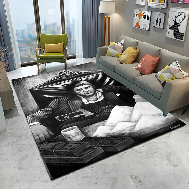 3D Printing Movie Scarface Tony Carpet Rug for Home Living Room Bedroom Sofa Doormat Decor,kids Play Area Rug Non-slip Floor Mat
