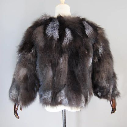 Hot Sale Brand Fashion Real Fur Coat Short Style Women Winter Real Silver Fox Fur Coats Ladies Warm 100% Natural Fox Fur Jacket