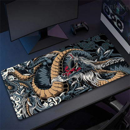 Black and White Dragon Mouse Pad Large Gaming Mousepads Computer Mousepad Mouse Mat 90x40cm Desk Pads For PC Keyboard Mats Table
