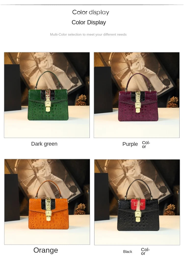 Luxury Fashion Brand Women's Handbags Genuine Leather Shoulder Crossbody Bag Crocodile Small Hard Square Portable Messenger Bags