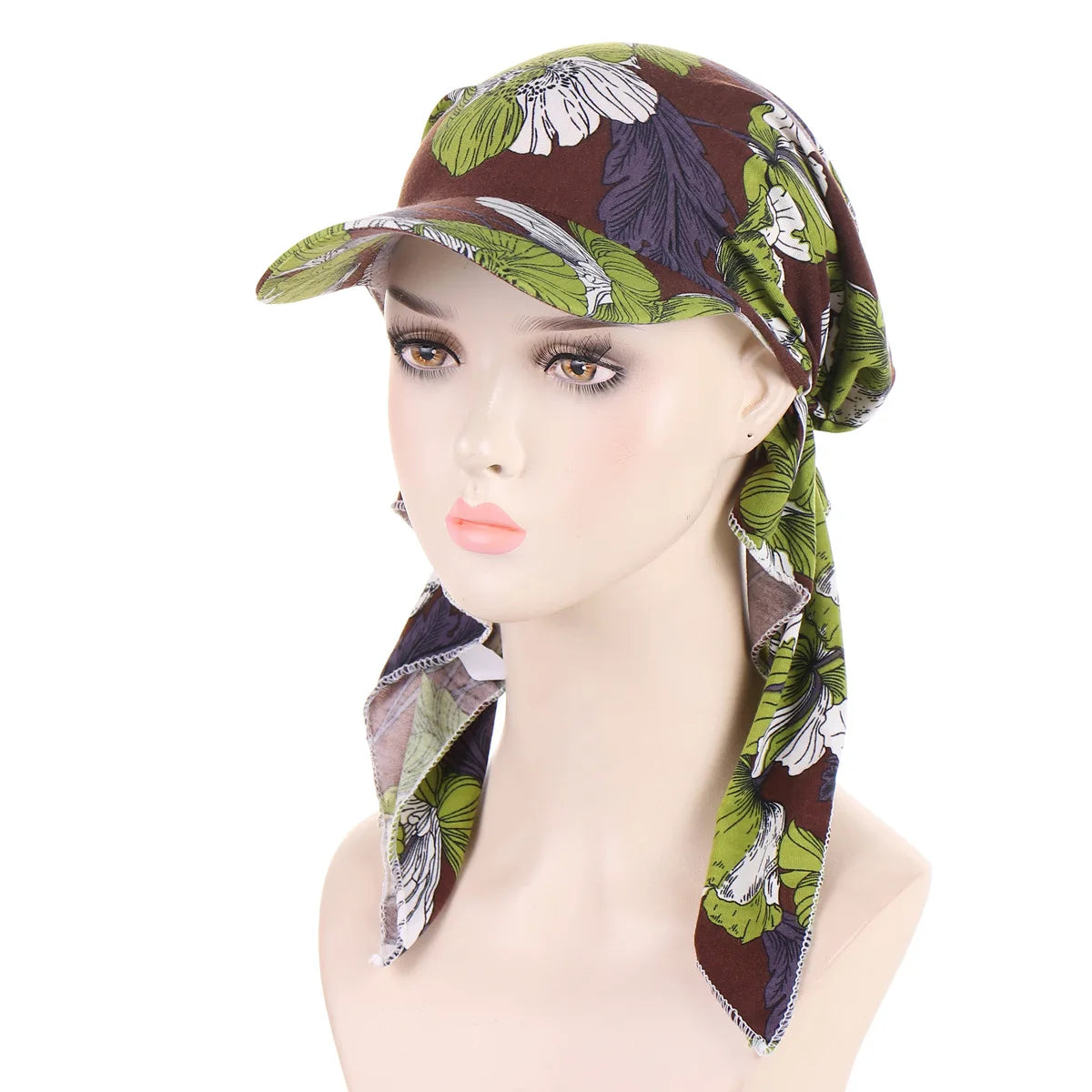 Trendy Print Muslim Hijab Caps With Brim Women Baseball Cap Wrap Head Ramadan Ladies Fashion Headwear Turban Bonnet