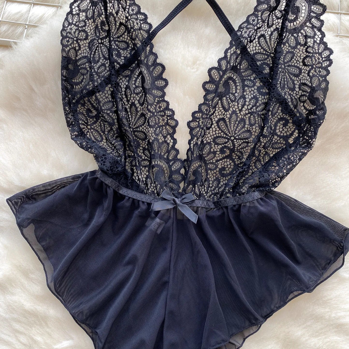 Women Floral Lace Mesh Strappy Bodysuit Fashion Hollow Sexy Comfortable Catsuit One Piece Tights Transparent Onesie