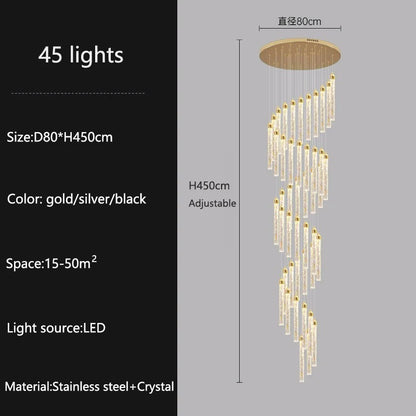 Modern Ceiling Chandelier Luxury Staircase Crystal Chandeliers Duplex Attic Villa Living Room Pendant Lights Home Decor Lighting