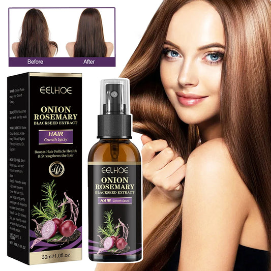 30ml Onion Rosemary Hair Growth Serum Powered With Black Seed-Oil Controls Loss Promotes Growth Shine Hair Softening Spray