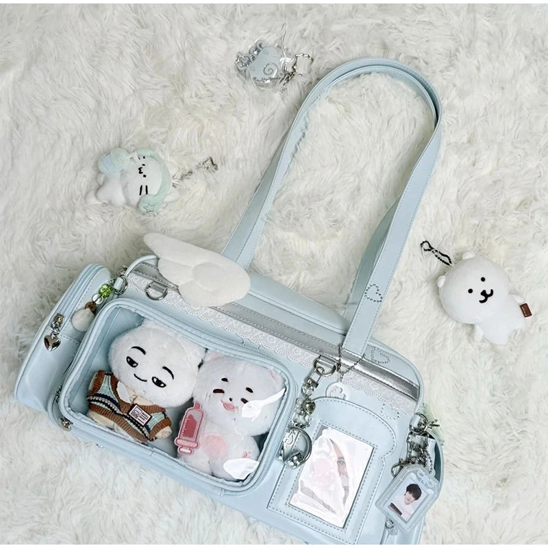 New Concert Ita Bags Y2k Cute Jk Girl Shoulder Bags Badge Display Transparent Crossbody Bag Stylish Large-capacity Commuter Bags
