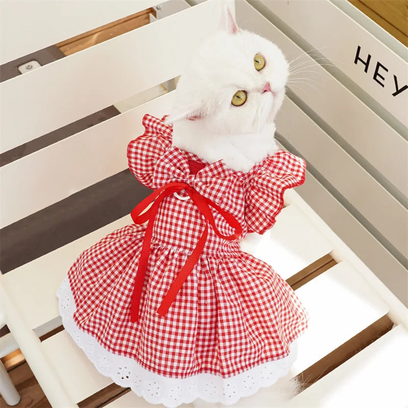 Summer Floral Dog Dress Luxury Pet Vest Puppy Skirt Girls Dog Clothes Chihuahua Clothing Bichon Dog Clothing with Bow Headwear