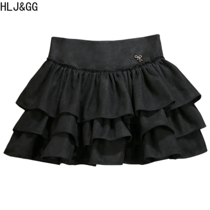 HLJ&GG Sexy Lace Splicing Corset Two Piece Sets Women Off Shoulder Sleevleess Top And Ruffle Mini Skirts Outfits Y2K Streetwear