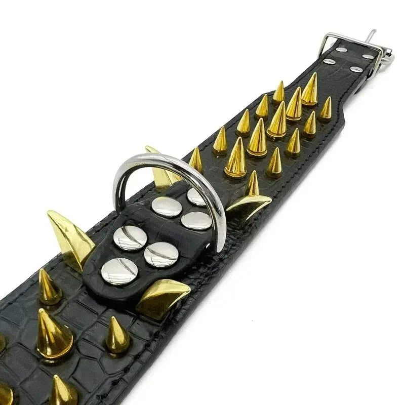 Cool Spikes Studded Dog Collar 2" Wide PU Leather Large Dogs Collars Pitbull German Shepherd Big Dogs Collars Pet Supplies XS-L