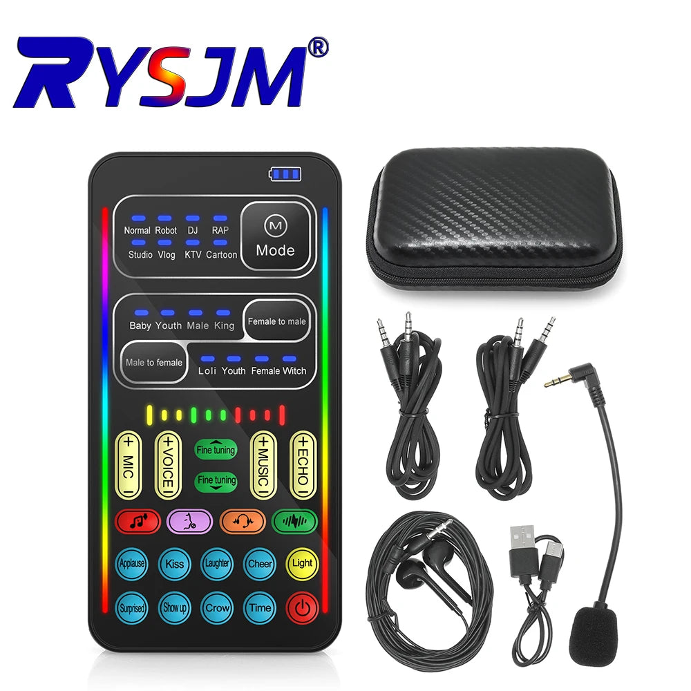 Sound Changer I9-PRO Voice Changer Set Multifunction Portable Recording Mini Sound Card For Game Anchor Recording Computer