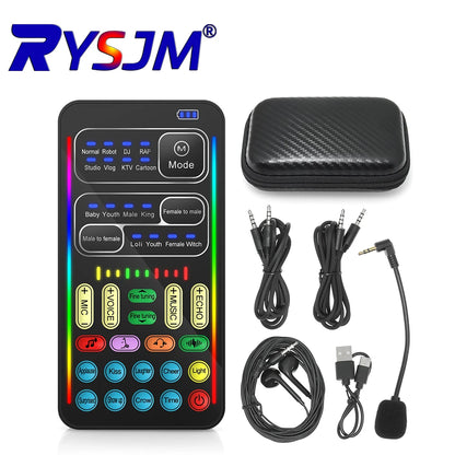 Sound Changer I9-PRO Voice Changer Set Multifunction Portable Recording Mini Sound Card For Game Anchor Recording Computer