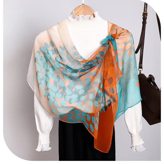 Floral Chiffon Scarf for Women - 160x50cm Silky Georgette, Lightweight  Summer Beach Wrap & Sun Protective Hijab
