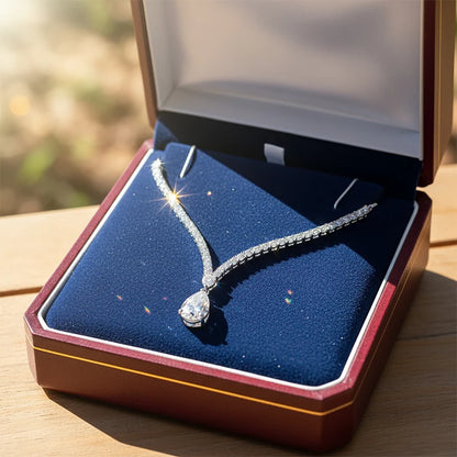 EWYA Luxury Pear Cut Full D Color Moissanite Tennis Neck Chain Woman s925 Silver All Lab Diamond Party Bridal Necklaces Gift