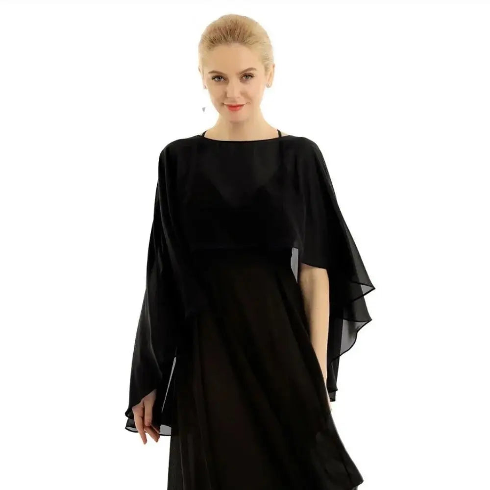 New Fashion Soft Wedding Capes Long Solid Color Chiffon Shrug Sunscreen Wraps Womens Ladies