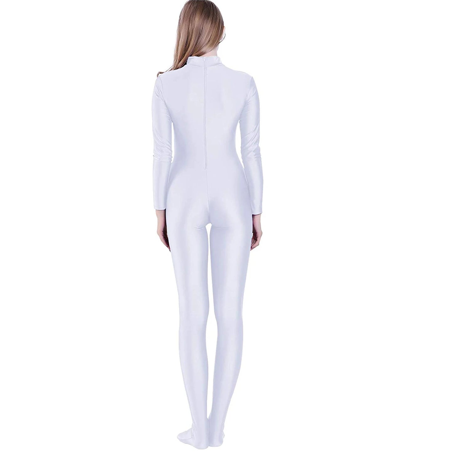 Speerise Womens Long Sleeve Zip Back Yoga Unitard Turtleneck Bodysuit Mens Full Body Dancewear Without Gloves Adult Black Suit
