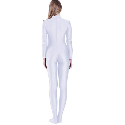 Speerise Womens Long Sleeve Zip Back Yoga Unitard Turtleneck Bodysuit Mens Full Body Dancewear Without Gloves Adult Black Suit