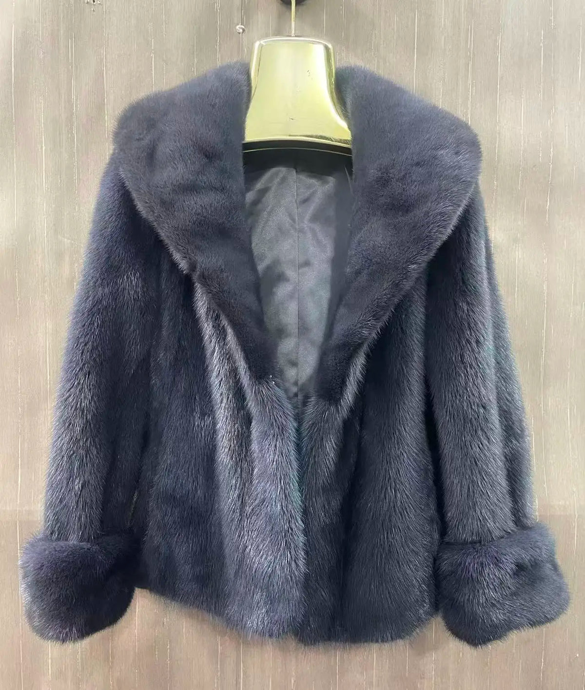 Ladies' real mink fur coat, collar mink fur leather jacket, winter warmth and fashion
