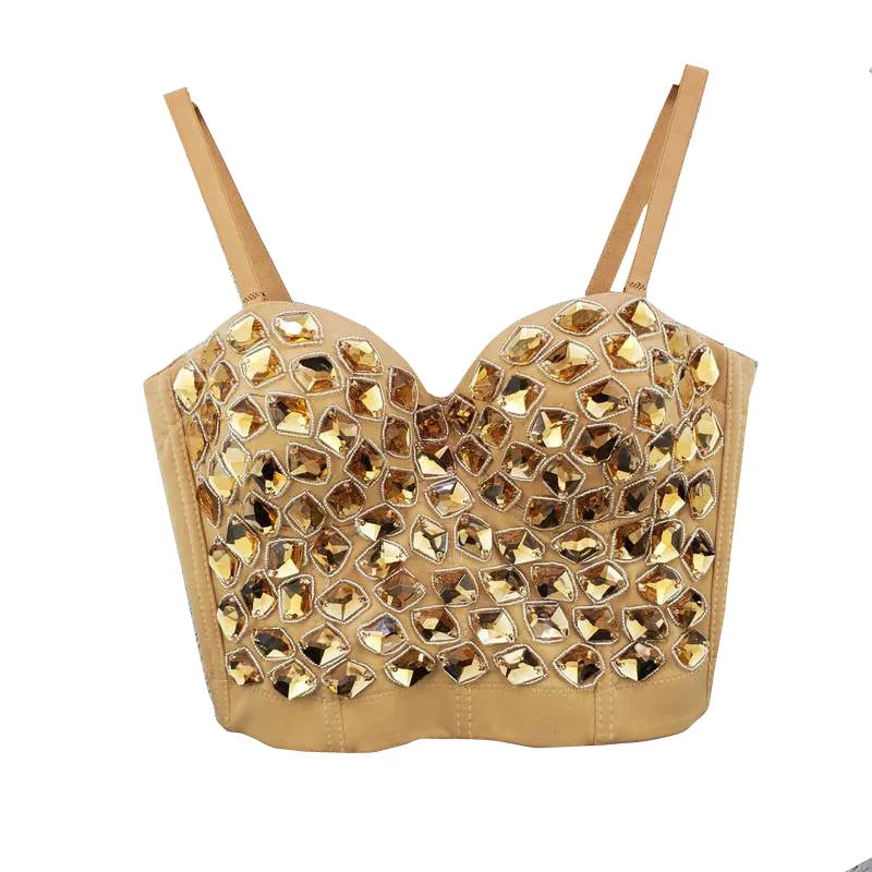 Quality Pearl Tank Tops Rhinestone Women Crop Top Club Clothes Streetwear Y2K Corset Woman Shaper Camis Fashion Feamale Clothing