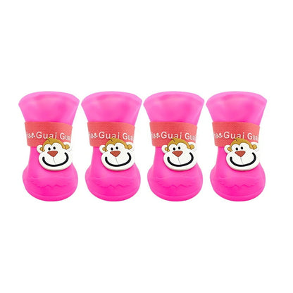 4pcs/set Waterproof Pet Dog Shoes Anti-slip Rain Boots Footwear for Small Cats Dogs Puppy Dog Pet Booties Pet Paw Accessories