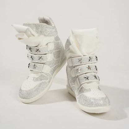 Casual Designer Sneakers Women Luxury Ankle Boots Fashion High Quality Cow Suede Flat Platform Height Increase High-top Shoes