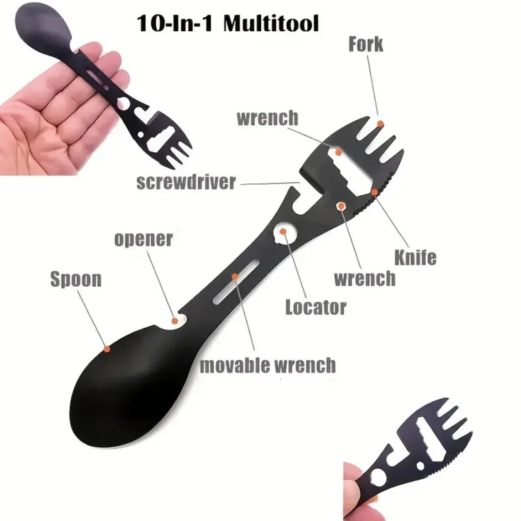 Outdoor Fork Spoon Versatile Outdoor Camping Tool Lightweight Fork Spoon Bottle Opener for Survival Tactical Utility for Easy