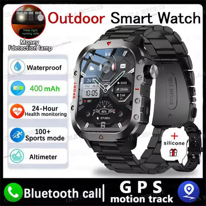 Military GPS Smart Watches For Men Flashlight Waterproof Outdoor Sport Tracker Bluetooth Call Smartwatch Man Women 2025 Pk h12