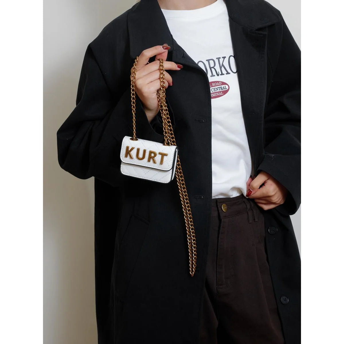 Mini Magnetic Crossbody Bag, Letter Flap & Chain Strap, Zipper Closure, Multi-Color for Daily & Office.