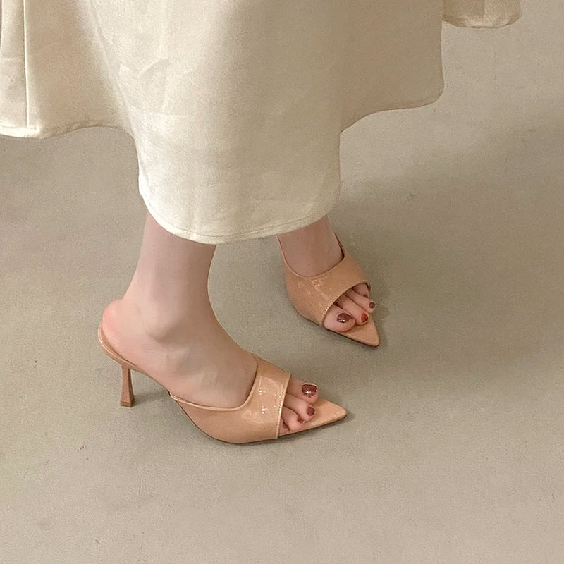 NEW Pointed Toe High Heels Sandals for Women Beautiful Korean Style Summer Shoes Rubber Sole Luxury Sensation