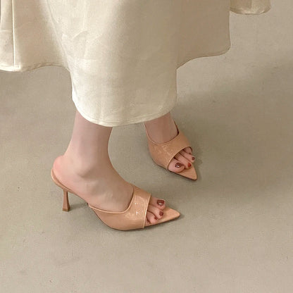 NEW Pointed Toe High Heels Sandals for Women Beautiful Korean Style Summer Shoes Rubber Sole Luxury Sensation