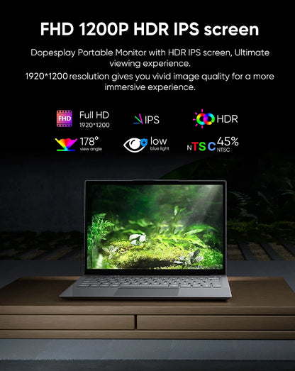 Dopesplay 14.1 inch Portable Lapdock Monitors with Keyboard HDR 1200P IPS External Screen Extender For Samsung Steam Deck Laptop
