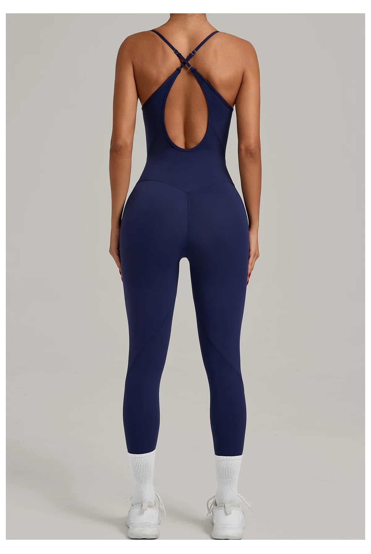 JUREN Fitness Jumpsuit Women Tracksuit Sports Playsuit Running One Piece Yoga Suit Scrunch Backless Set Rompers Gym Clothes