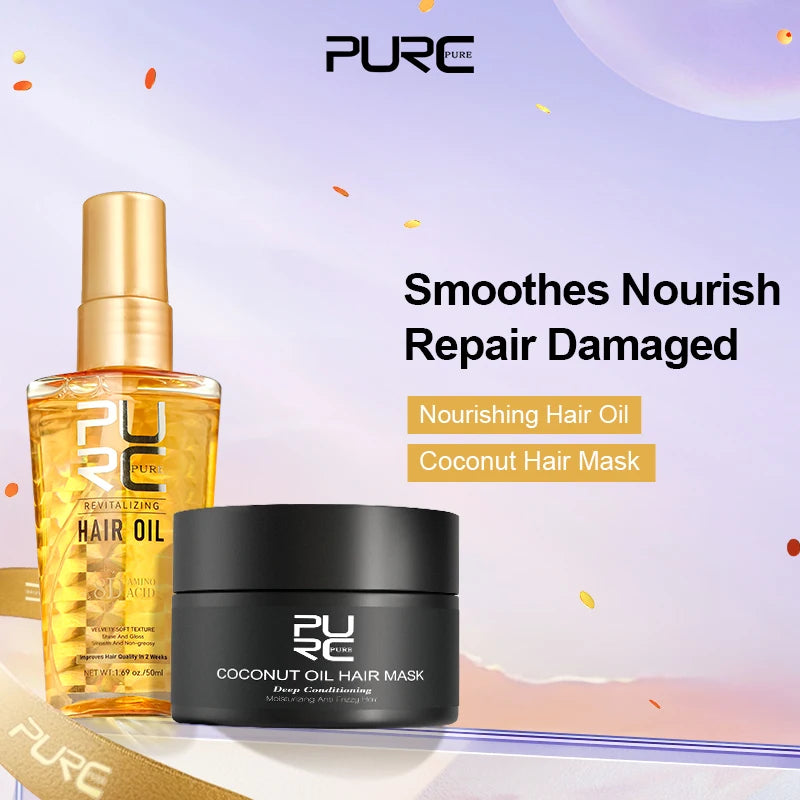 PURC Argan Oil + Coconut Oil Hair Mask Nourishing Smoothing Repair Damaged Hair Shine Soft Hair Treatment Hair Care