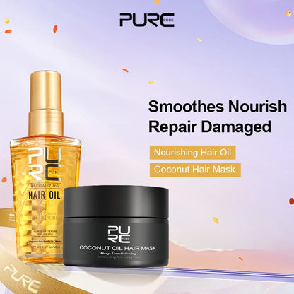 PURC Argan Oil + Coconut Oil Hair Mask Nourishing Smoothing Repair Damaged Hair Shine Soft Hair Treatment Hair Care