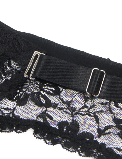 Comeondear Black Stocking Belt High Waist Big Size 5XL Panty Suspenders Lace Elastic Strappy Garter Lingerie Suits Erotic Briefs