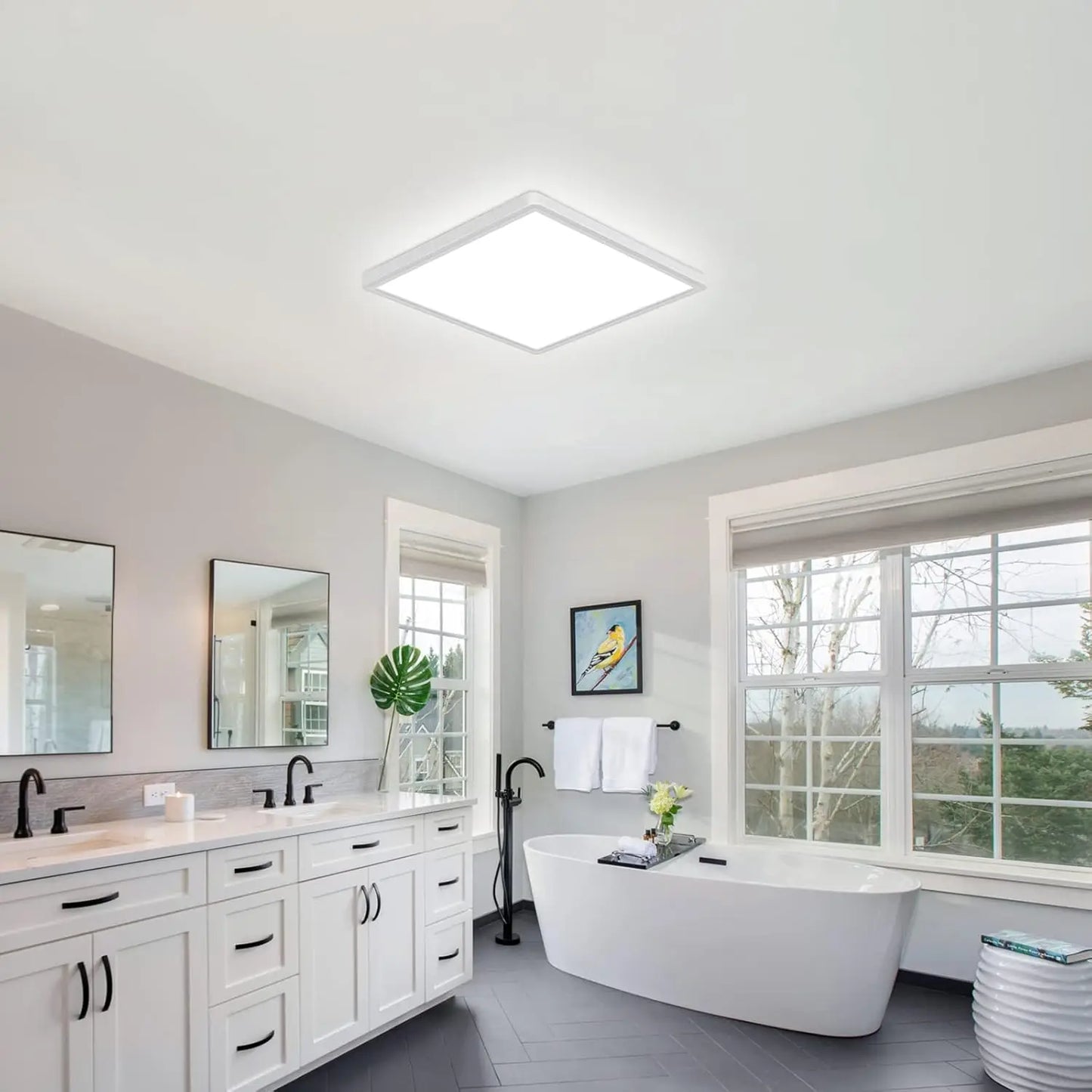 Tuya Smart LED Ceiling Lamp Wood Grain App Voice Control Alexa/Google Remote Control Square Ceiling Lights Living Room