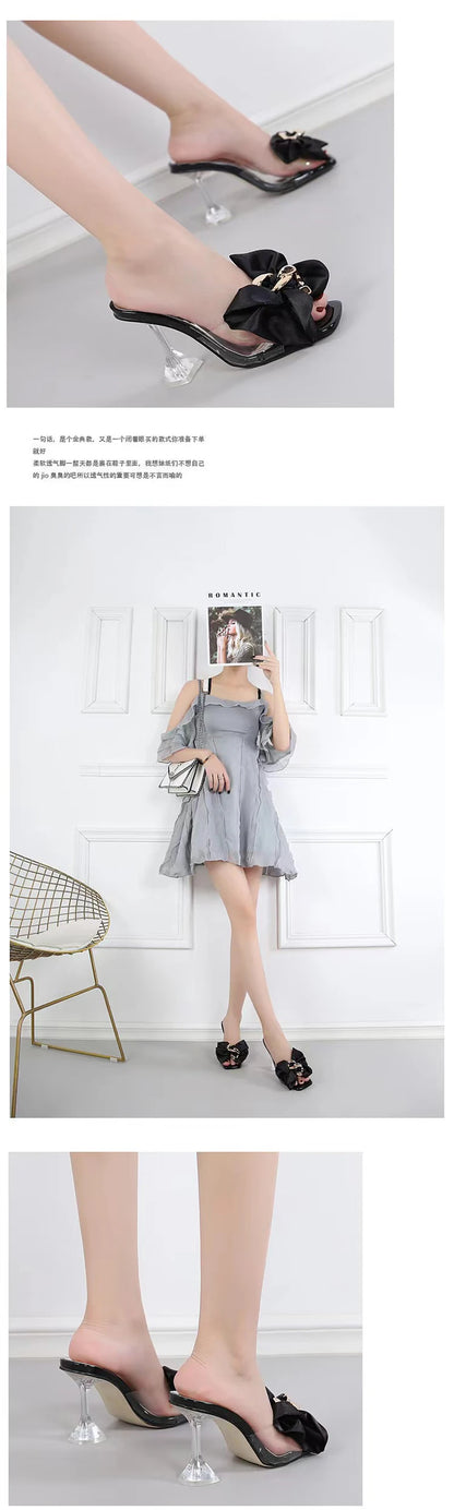 2026 New Style Designer Luxury Ladies Slippers Shoes Bag Set High Quality Women Pumps Chain Sandals Shoes Purse Set Black Heels