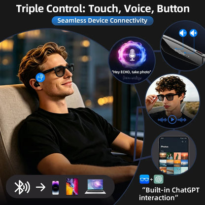 13MP HD Camera Smart Glasses AI Translation Anti-shake Photography Video Recording WIFI Transmission Bluetooth Sports Sunglasses