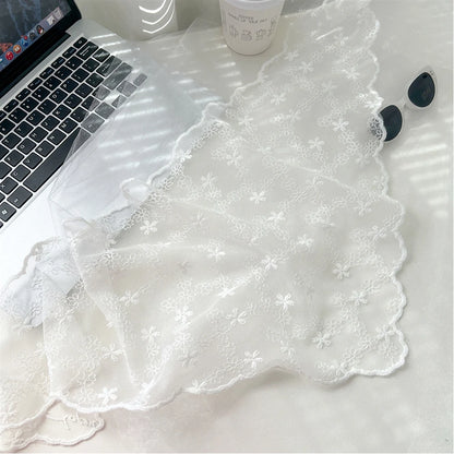INS Lace Hair Scarf Women Korean Triangle Hair Band Travel Photo Headband Sunscreen Headscarf Girls Linen Cotton Neckerchief