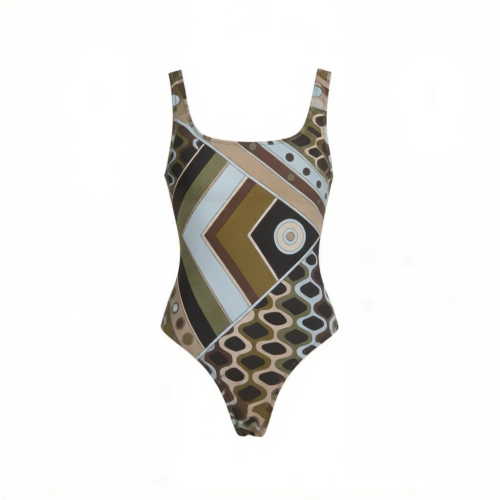 2026 New Long Sleeve Vintage Print One Piece Swimwear Zipper Women Bathing Suit And Wrap Skirt Surfing Swim Suit Beachwear