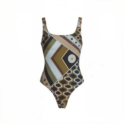 2026 New Long Sleeve Vintage Print One Piece Swimwear Zipper Women Bathing Suit And Wrap Skirt Surfing Swim Suit Beachwear
