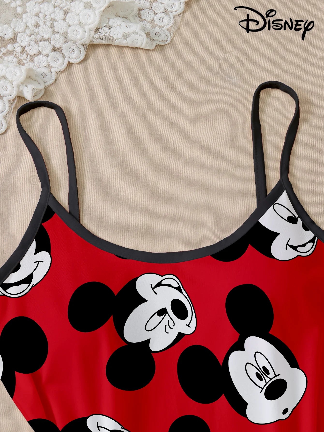 Women's Disney Mickey Cute Cartoon Full body Printed Pattern Strap Sleepwear Home Clothes