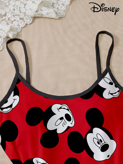 Women's Disney Mickey Cute Cartoon Full body Printed Pattern Strap Sleepwear Home Clothes