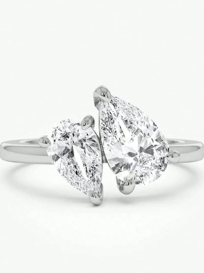 925 Sterling Silver Simplicity Classic Zircon Water Drop Ring For Women Engagement Wedding Luxury High Quality Fine Jewelry