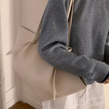 Luxury Designer Women's Soft PU Leather 2-in-1 Shoulder Tote Bag Set Big Capacity Branded Shopper Handbags Gray Blue PinkTan
