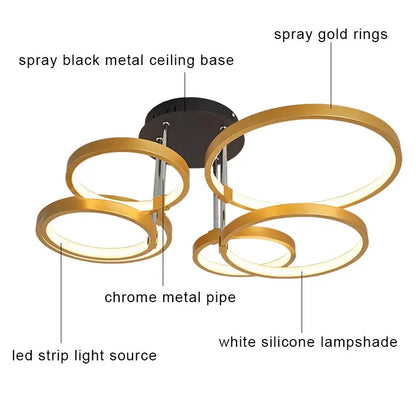 Modern LED Ceiling Chandeliers With Remote Control Decor Home Ring Lamp Living Room Bedroom Dining Room Ceiling Light Fixtures