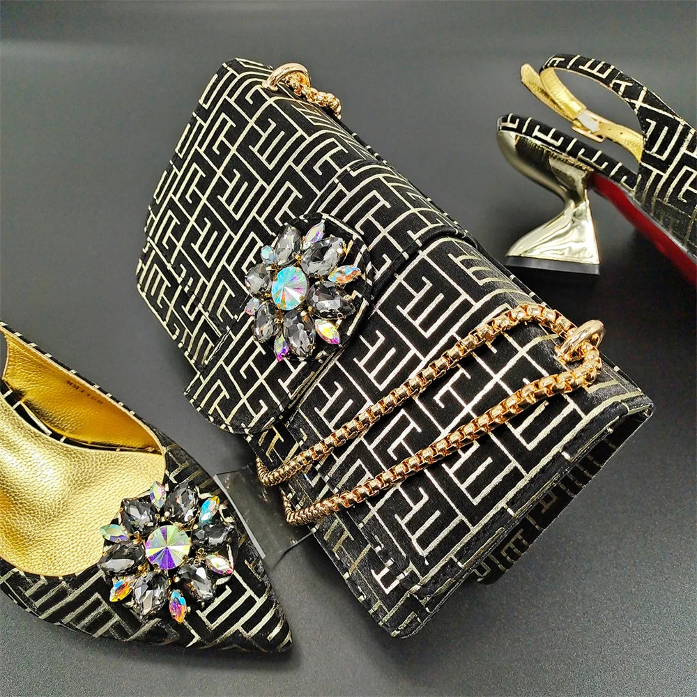 Peach Women Shoes And Bag Set African Ladies Pumps Match With Handbag Nigerian Sandals Clutch Escarpins Femmes Sandales MM1155