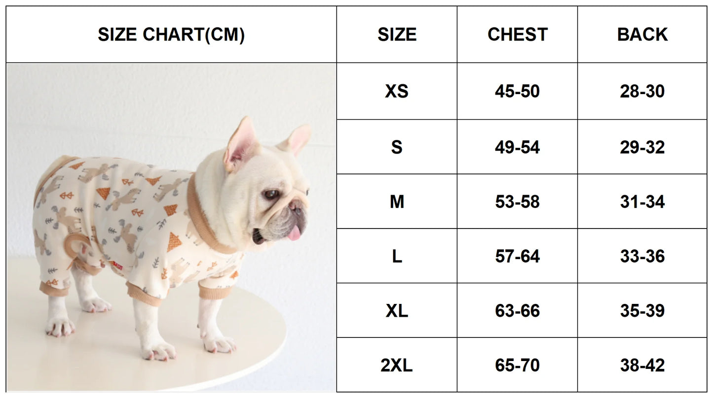 Multi Colors Winter Thick Furry Dog Clothing 4 Legged Fat Dog French Bull Sweatshirts Full Cover Pet Puppy Jumpsuit
