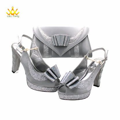 New Spring Autumn Super High Heels Shoes Matching Bag Set in Magenta Color For Nigerian Ladies Wedding Party