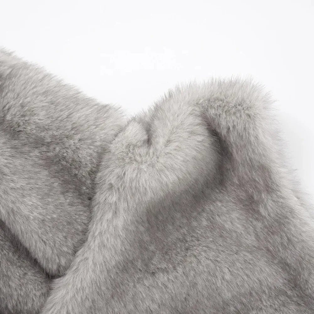 Trendy Outerwear Eco Mink Fur Turtleneck Tank Tops Fluffy High Collar Crop Top Thicken Layering Piece Sable Vest Women's Apparel