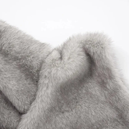 Trendy Outerwear Eco Mink Fur Turtleneck Tank Tops Fluffy High Collar Crop Top Thicken Layering Piece Sable Vest Women's Apparel